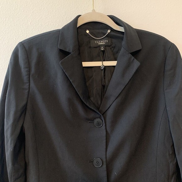 Talbots Womens Size 10 Black Wool Blend Stretch Blazer Career Jacket - Picture 2 of 6